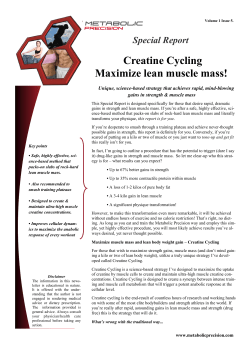 Creatine Cycling Maximize lean muscle mass!