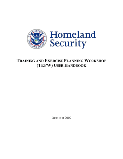 Training and Exercise Planning Workshop