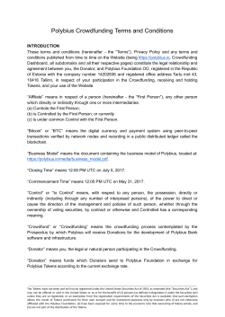 Polybius Crowdfunding Terms and Conditions