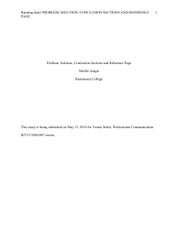 Running head: PROBLEM, SOLUTION, CONCLUSION SECTIONS
