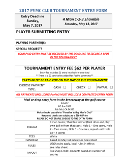 player submitting entry tournament entry fee $62 per player