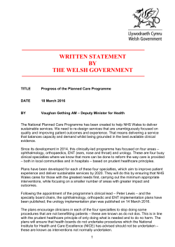 Progress of the Planned Care Programme