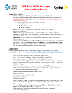 2017 Sprint Wiffle Ball League Rules and Regulations