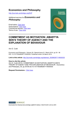Economics and Philosophy COMMITMENT AS MOTIVATION
