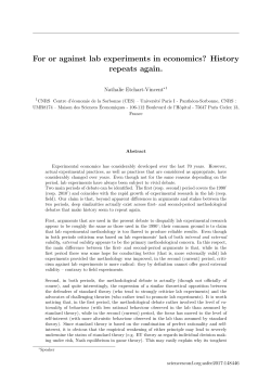 For or against lab experiments in economics?