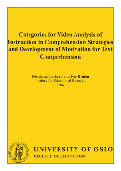 Categories for Video Analysis of Instruction in Comprehension