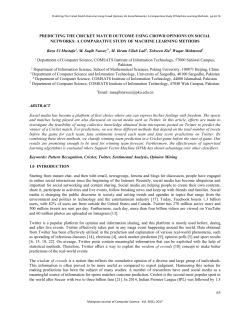 63 predicting the cricket match outcome using crowd - UM e