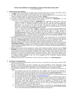 Terms and conditions of participation in the Fair Play Dance Camp