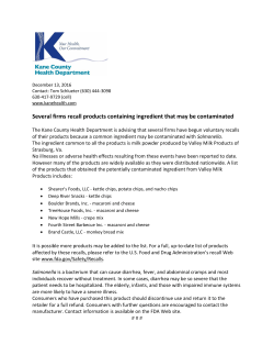 Several firms recall products containing ingredient that may be