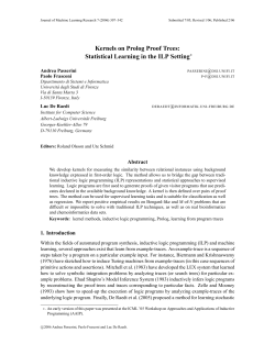 Kernels on Prolog Proof Trees - Journal of Machine Learning