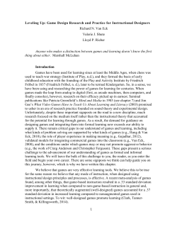 Leveling Up: Game Design Research and Practice for Instructional