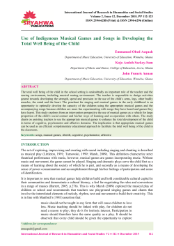 Use of Indigenous Musical Games and Songs in