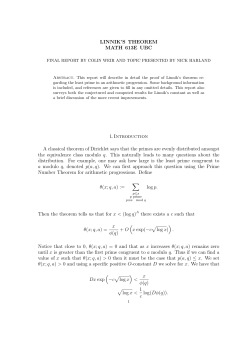 Linnik`s theorem - UBC Mathematics Department