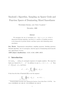 Smolyak`s Algorithm, Sampling on Sparse Grids and Function