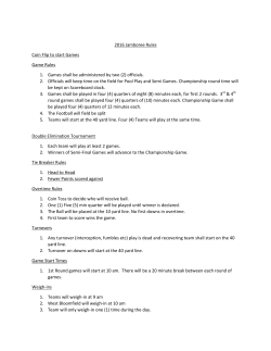 2016 Jamboree Rules Coin Flip to start Games Game Rules 1