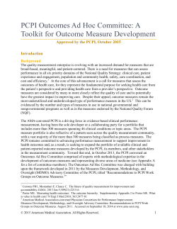PCPI Outcomes Ad Hoc Committee: A Toolkit for Outcome Measure