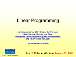 Chapter 2 Linear Programming Models: Graphical and Computer