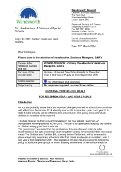 Universal Free School Meals circular letter