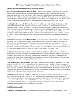 Prize Winner List - Science Olympiad