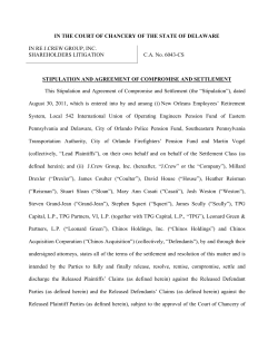 Shareholder Litigation Settlement Agreement
