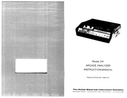 ARCADE ANALYZER INSTRUCTION MANUAL