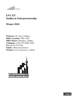 ENT 527 Studies in Entrepreneurship Winter 2010