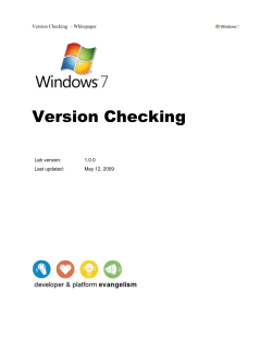 Better Version Checking - Windows 7 Training Kit for Developers