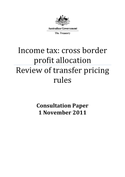 cross border profit allocation - Review of transfer pricing rules