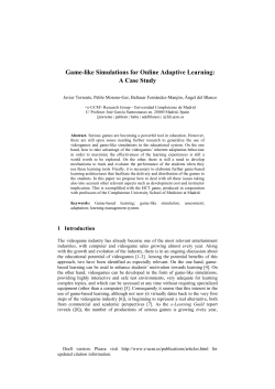 Game-like Simulations for Online Adaptive Learning: A - e-UCM