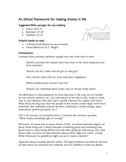 A framework for making ethical choices in life