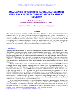 an analysis of working capital management