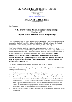 Team Managers Letter - UK Counties Athletic Union