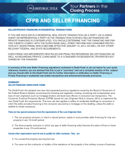 CFPB and Seller Financing