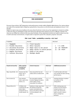 Risk Level Table : probability x severity = risk level 1