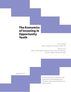 The Economics of Investing in Opportunity Youth