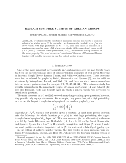 RANDOM SUM-FREE SUBSETS OF ABELIAN GROUPS 1