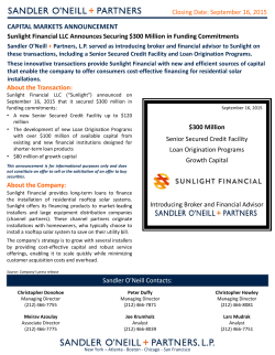 Sunlight Financial LLC Announces Securing $300