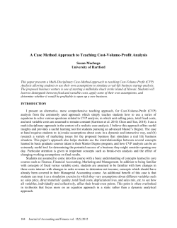 A Case Method Approach to Teaching Cost-Volume
