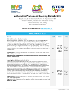 Mathematics Professional Learning Opportunities