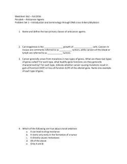 Medchem 562 &ndash; Fall 2016 Porubek &ndash; Anticancer Agents Problem Set 1