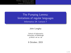 The Pumping Lemma - School of Informatics