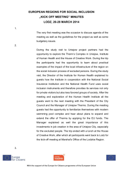 european regions for social inclusion &bdquo;kick off meeting