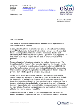 Outcomes for pupils in Knowsley