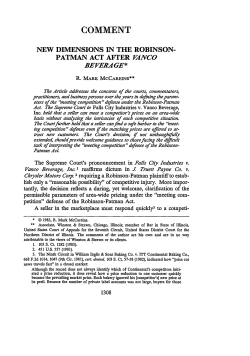New Dimensions in the Robinson-Patman Act After Vanco Beverage