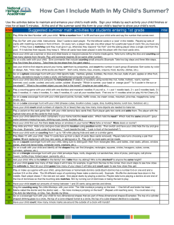 Summer Math Activities For Students Entering 1stGrade
