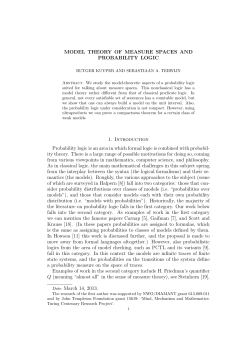 MODEL THEORY OF MEASURE SPACES AND