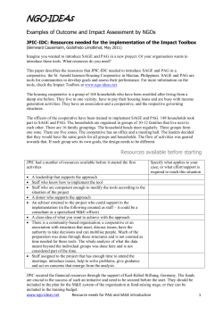 Examples of Outcome and Impact Assessment by NGOs - NGO
