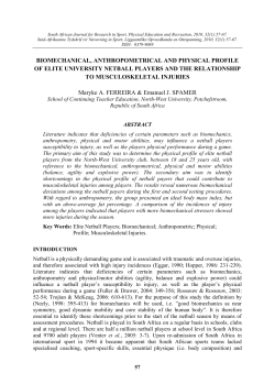 biomechanical, anthropometrical and physical profile of elite