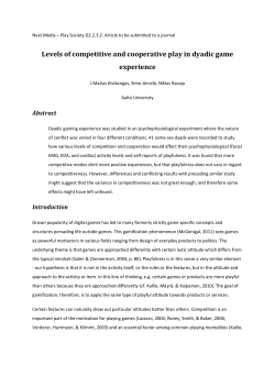 Levels of competitive and cooperative play in dyadic game experience