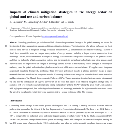 Impacts of climate mitigation strategies in the energy sector on